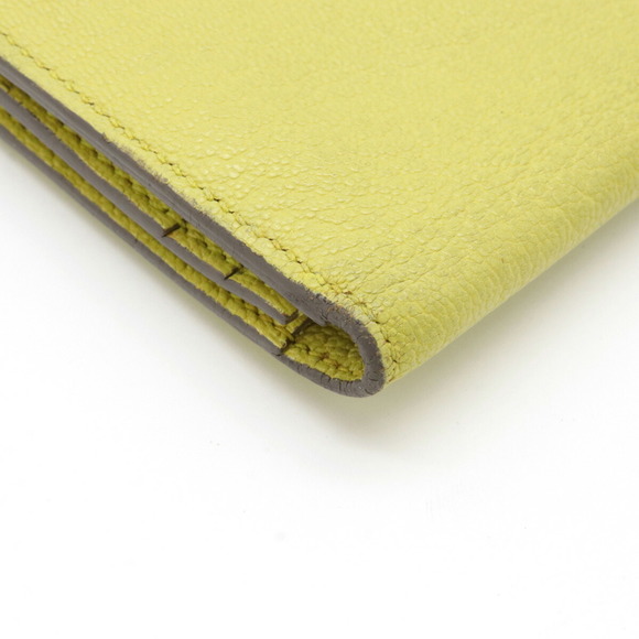 HERMES Hermes Bearn Souffle Bifold Long Wallet Chevre Leather Lime Yellow □Q ... - Picture 3 of 9